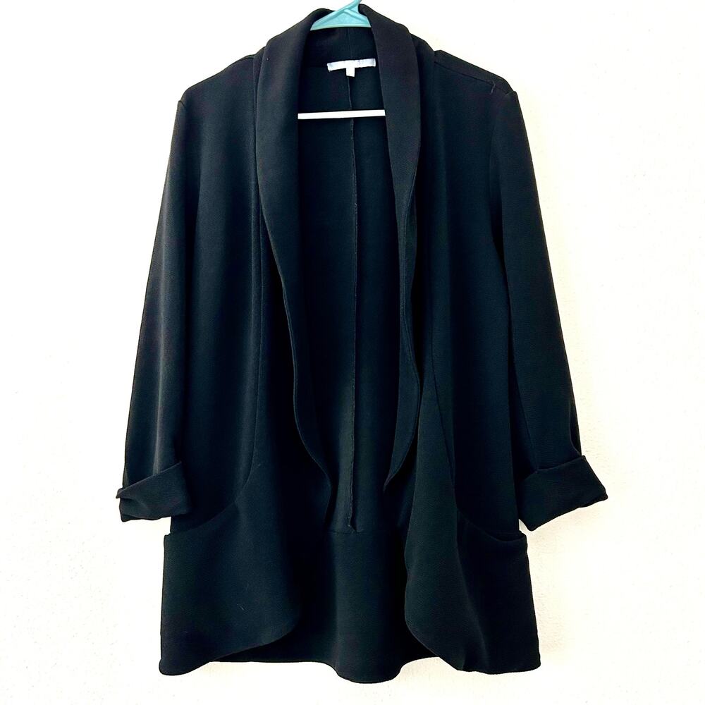 Lemon tart open front cardigan pockets cuffed sleeve minimalist normcore L